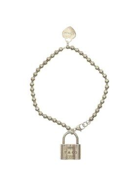 Tiffany & Co Lock Charm Cadena Beads Bracelet 925 Sterling Silver